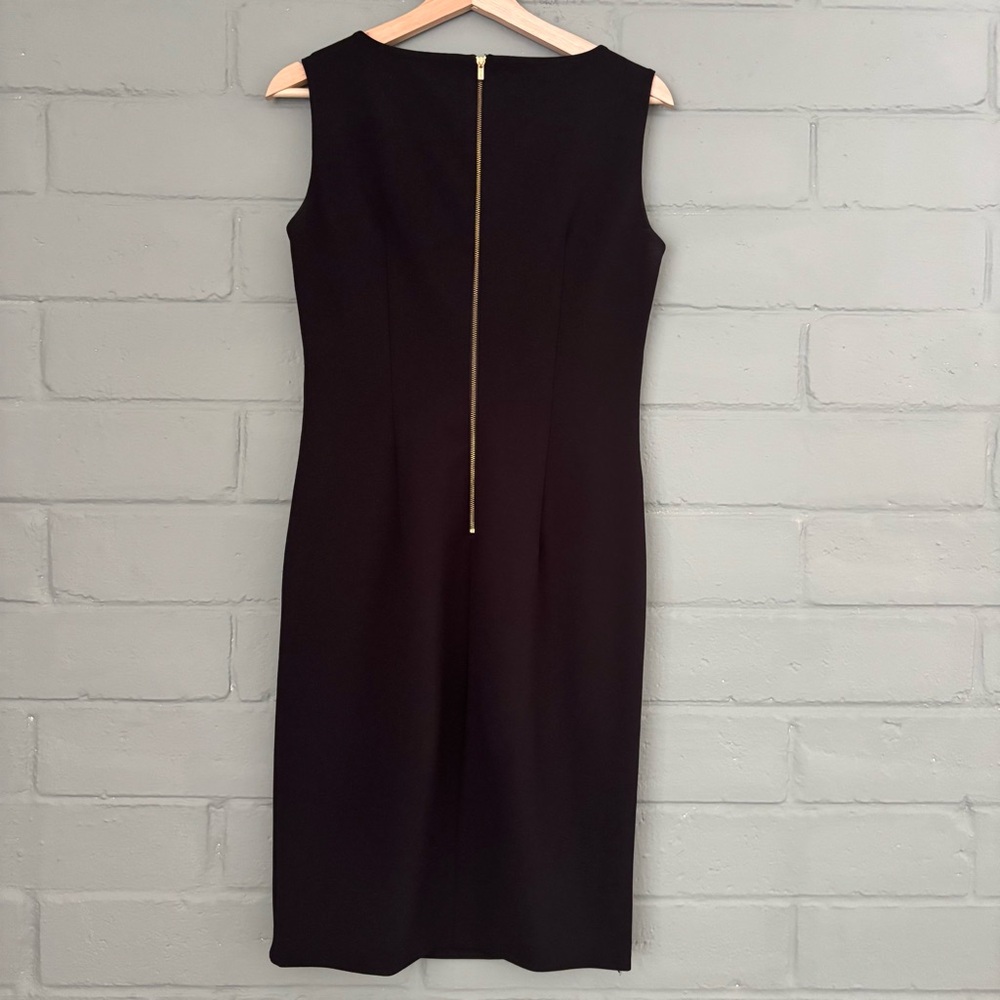 Calvin Klein Black Sheath Midi Dress Size 4 Career Cocktail Chic - Picture 13 of 13